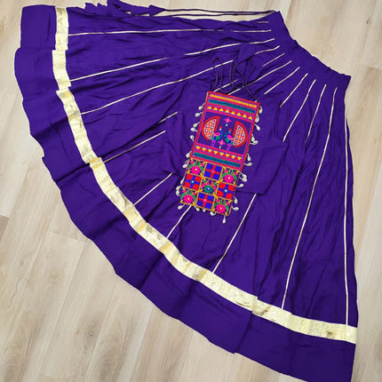 Lorenvalley Fashion Purple Roman Silk with Attractive Gota-Patti Lace Lehenga Choli