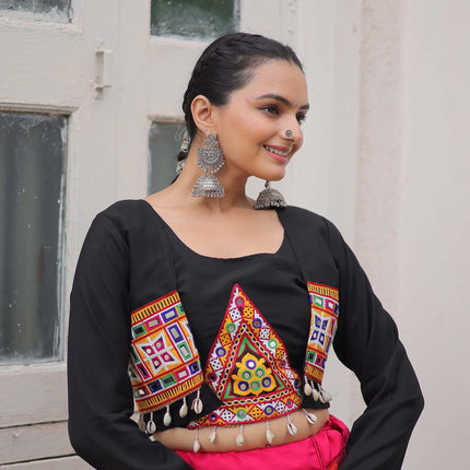 Lorenvalley Fashion Multicolor Roman Silk with Attractive Colour Combination Roman Fabrics Lace work Lehenga Choli