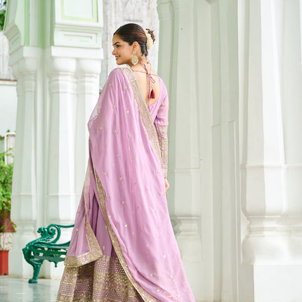 Prazu Fashion Sky Georgette Embroidered Gown With Dupatta