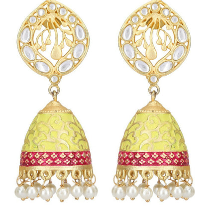 Joban Fashion Women White Beats Matte Gold Jhumka