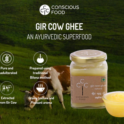 Conscious Food A2 Gir Cow Ghee (Bilona Preparation) | 100% Gir Cow Ghee | Homemade & Organic Ghee
