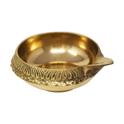 Spillbox Gold Toned Textured Brass Diya without Stand
