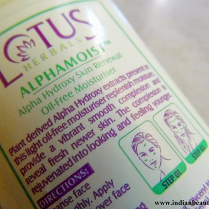 Lotus Herbal Alphamoist Alpha Hydroxy Skin Renewal Oil Free Moisturiser