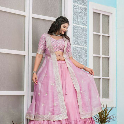 Aastha Fashion Pink Heavy Joya Silk Heavy Embroidery Zari Semi Stitched Wedding Wear Lehenga Choli