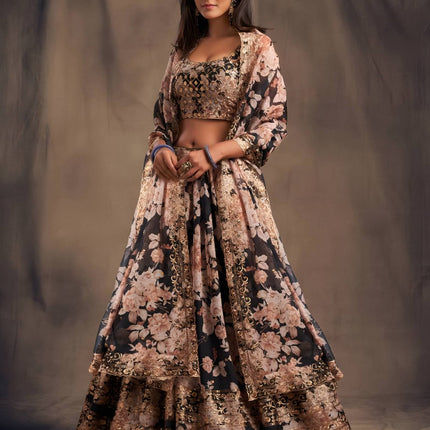 Lehenga Mart Designer Bollywood Style Wedding Wear Lehenga Choli - Black