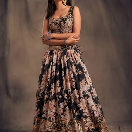 Lehenga Mart Designer Bollywood Style Wedding Wear Lehenga Choli - Black