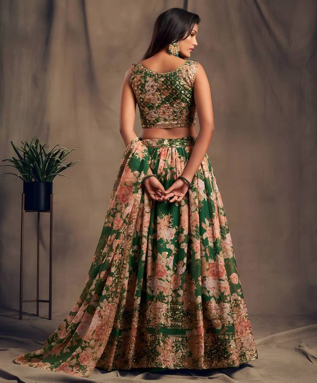 Lehenga Mart Designer Bollywood Style Wedding Wear Lehenga Choli - Green