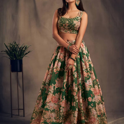 Lehenga Mart Designer Bollywood Style Wedding Wear Lehenga Choli - Green