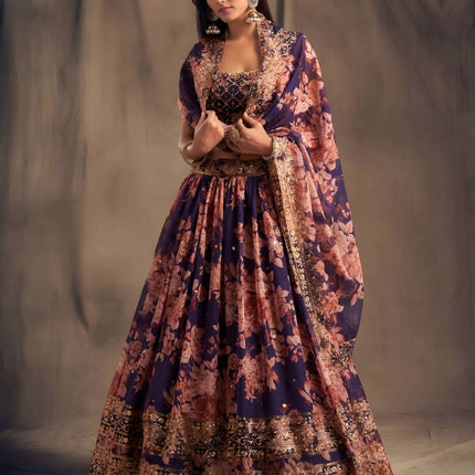Lehenga Mart Designer Bollywood Style Wedding Wear Lehenga Choli - Purple