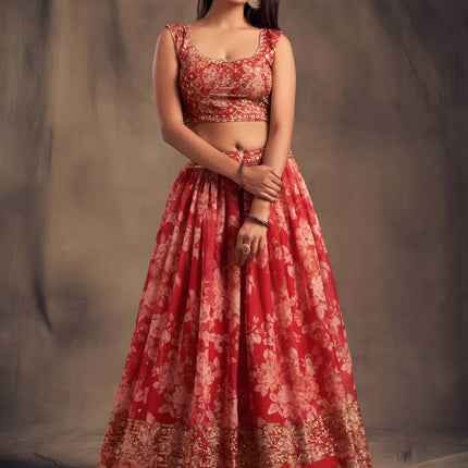 Lehenga Mart Designer Bollywood Style Wedding Wear Lehenga Choli - Red