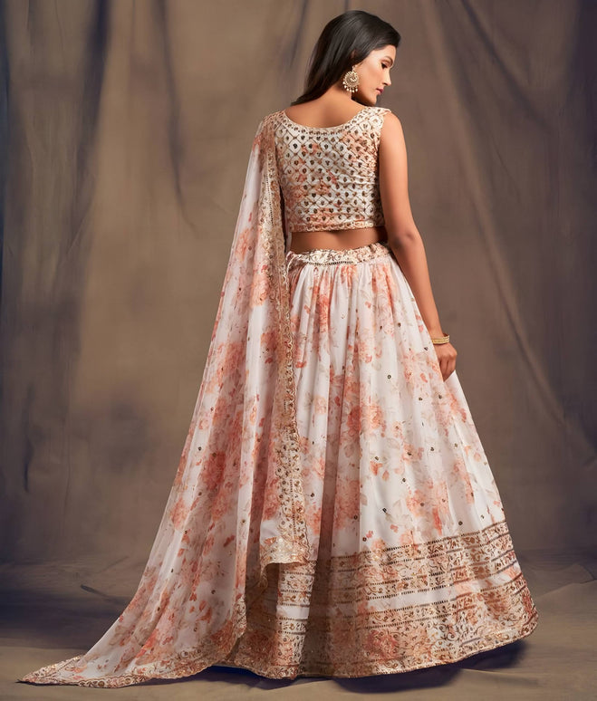 Lehenga Mart Designer Bollywood Style Wedding Wear Lehenga Choli - White