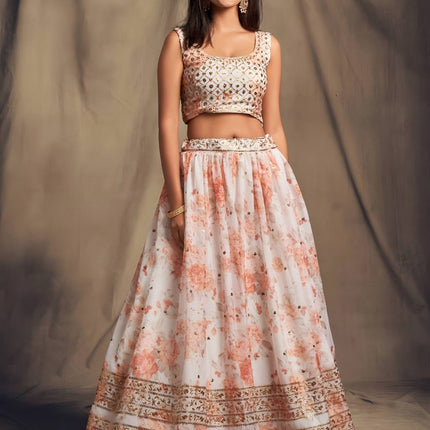 Lehenga Mart Designer Bollywood Style Wedding Wear Lehenga Choli - White