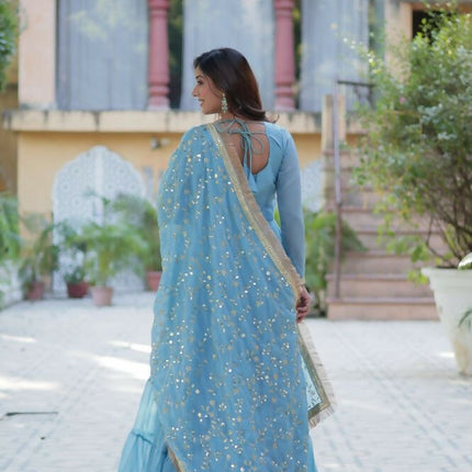 Aastha Fashion Sky Star Georgette Embroidery Party Wear Designer Gown