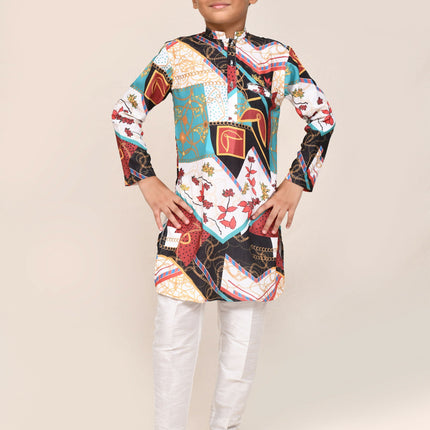 Joban Fashion Cotton Silk Multicolor Kurta With Straight Fit Pant