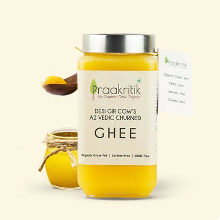 Praakritik Natural Desi Gir Cow A2 Ghee | Organic Grassfed - Vegetarian GMO Free Lactose Free - Cow Ghee