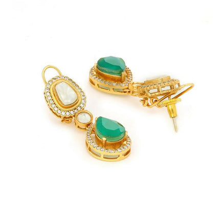 Natural Stones Antique Finish Earrings and Necklace set - Ruby Raang