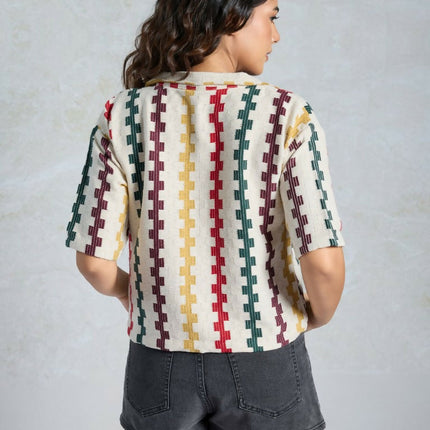 Multi Knited Wevon Designer Shirt - Hiral Fashion