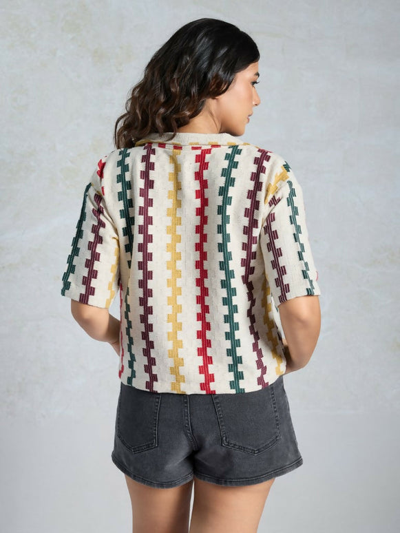 Multi Knited Wevon Designer Shirt - Hiral Fashion