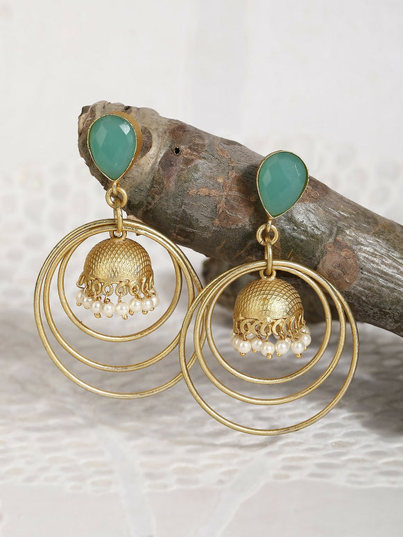 Joban Fashion Women Round Shape Matte Gold Earrings
