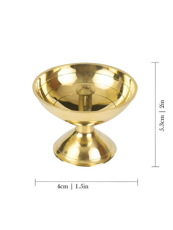 Spillbox Gold-Toned Brass Small Diya Round Pooja Essential