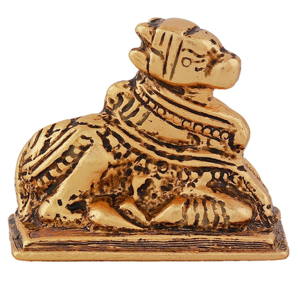Estele Gold-Polished Lord Nandikeshwara Idol for Home/Car Decor