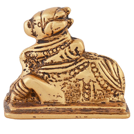 Estele Gold-Polished Lord Nandikeshwara Idol for Home/Car Decor