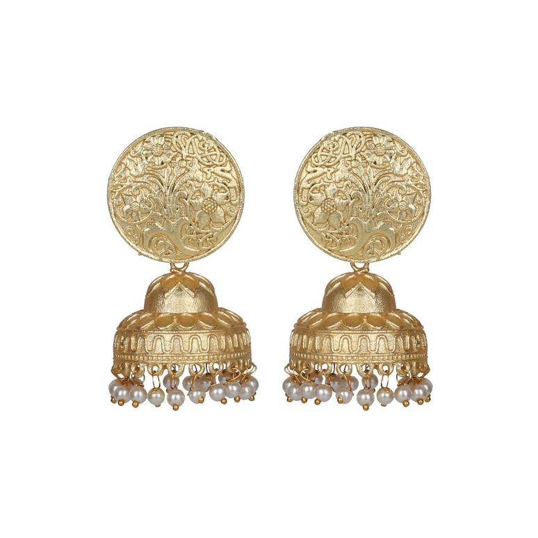Joban Fashion Women Matte Gold Brass Jhumka