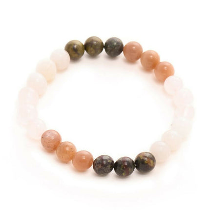 Red Carnelian, Amathyst Pyrite Metal Multicoloured Brown, Black and White Beads bracelet - Ruby Raang