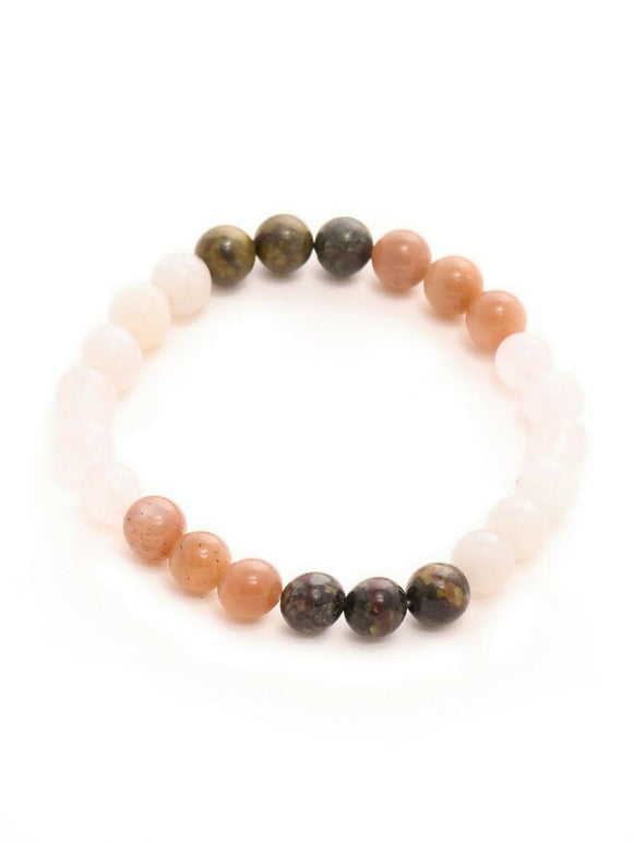 Red Carnelian, Amathyst Pyrite Metal Multicoloured Brown, Black and White Beads bracelet - Ruby Raang