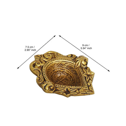 eCraftIndia 4 Pieces Beige Ethnic Design Diyas