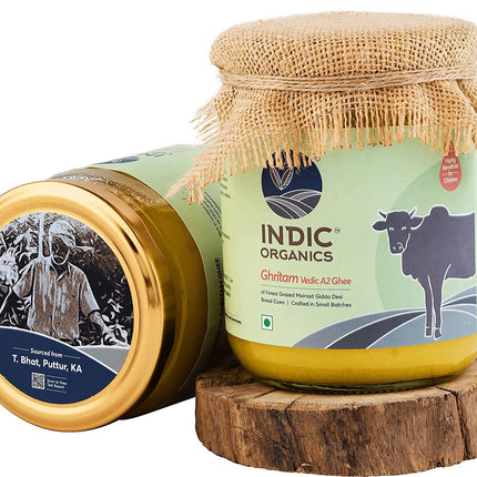 Indic Organics Forest Grazing Malnad Gidda Desi Cow's A2 Ghee | Pure Desi Cow Ghee | Cultured Premium Ghee