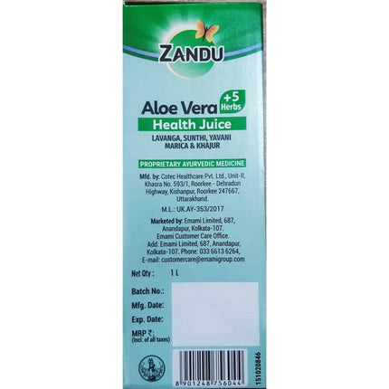 Zandu Aloe Vera And 5 Herbs Health Juice