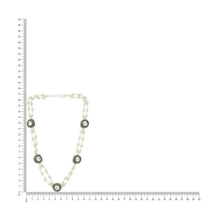 Rhodium Plated Kundan Necklace - Ruby Raang