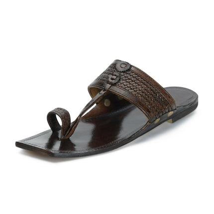 Stepsoft Men'S Square-Toe Kolhapuri | Handcrafted Brown Leather Ethnic Slippers