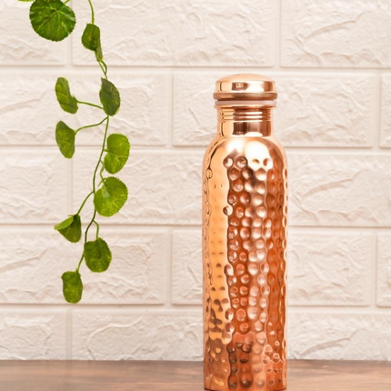Isha Life Hammered Copper Water Bottle - 950 ml