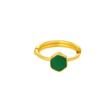 Natural Stone Green Hexagon Ring - Ruby Raang