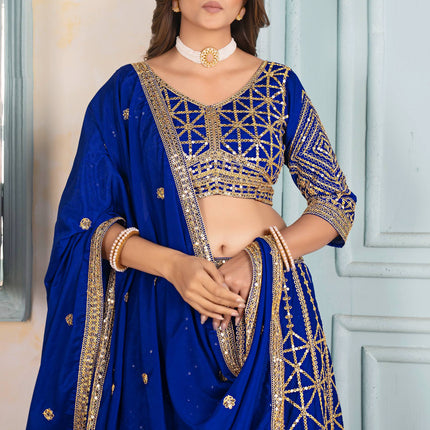 Lehenga Mart Designer Bollywood Style Wedding Wear Lehenga Choli - Blue