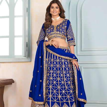 Lehenga Mart Designer Bollywood Style Wedding Wear Lehenga Choli - Blue