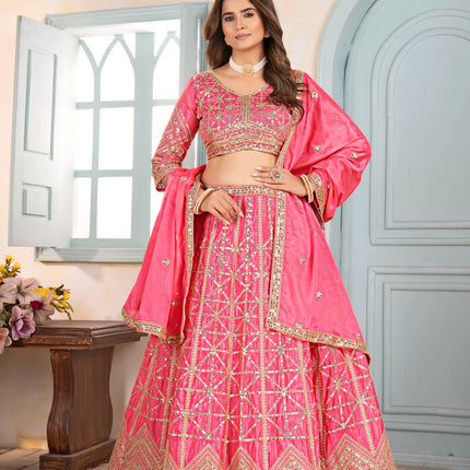 Lehenga Mart Designer Bollywood Style Wedding Wear Lehenga Choli - Pink