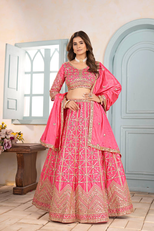 Lehenga Mart Designer Bollywood Style Wedding Wear Lehenga Choli - Pink
