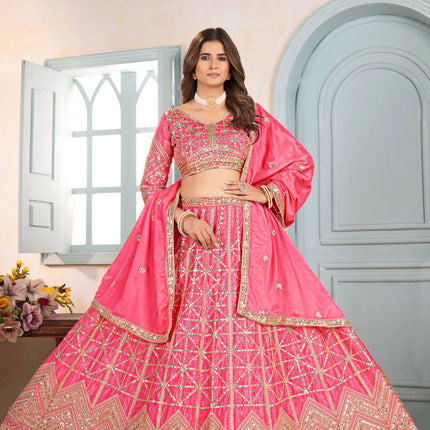 Lehenga Mart Designer Bollywood Style Wedding Wear Lehenga Choli - Pink