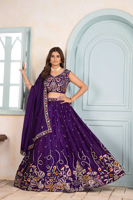 Lehenga Mart Designer Bollywood Style Wedding Wear Lehenga Choli - Purple