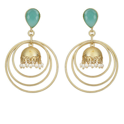 Joban Fashion Women Round Shape Matte Gold Earrings