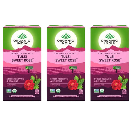 Organic India Tulsi Sweet Rose 25 Tea Bags