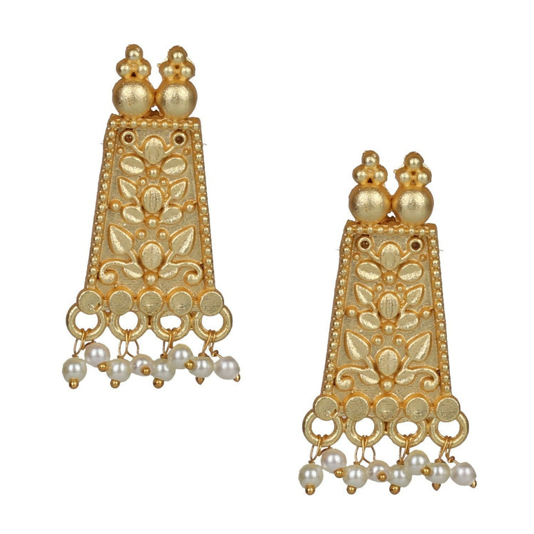 Joban Fashion Women Matte Gold Brass Earrings