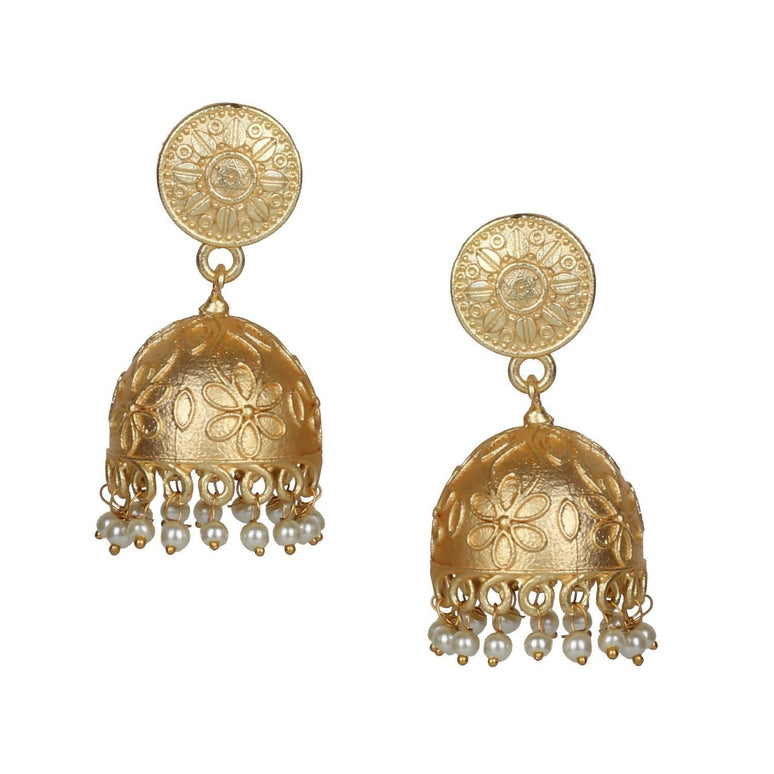 Joban Fashion Women Matte Gold Brass Jhumka