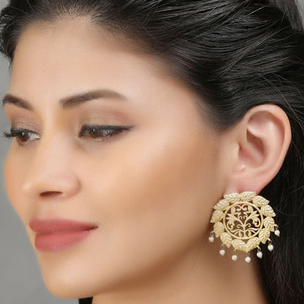 Joban Fashion Women Handcrafted Matte Gold Earrings