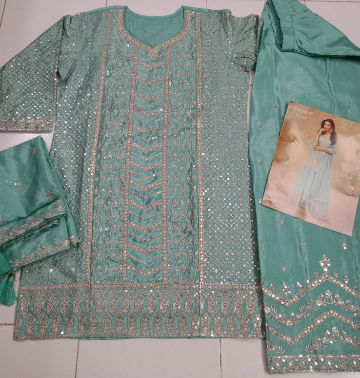 Aarshi Fashions Light Blue Palazzo Wedding Suit
