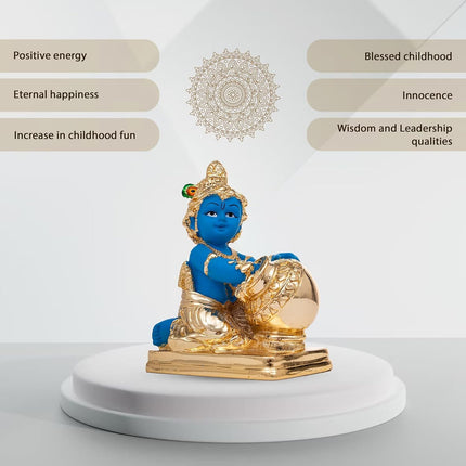 Idolkart Pure 999 Gold Coated Lord Krishna Idol