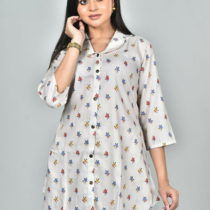 Morchari Digital Print Semi Muslin Co-Ord Set Top & Trouser-Multicolor